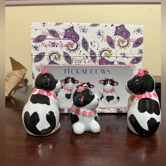 Ceramic Cow Figurine Trio Set of 3 in Box - Picture 5 of 7